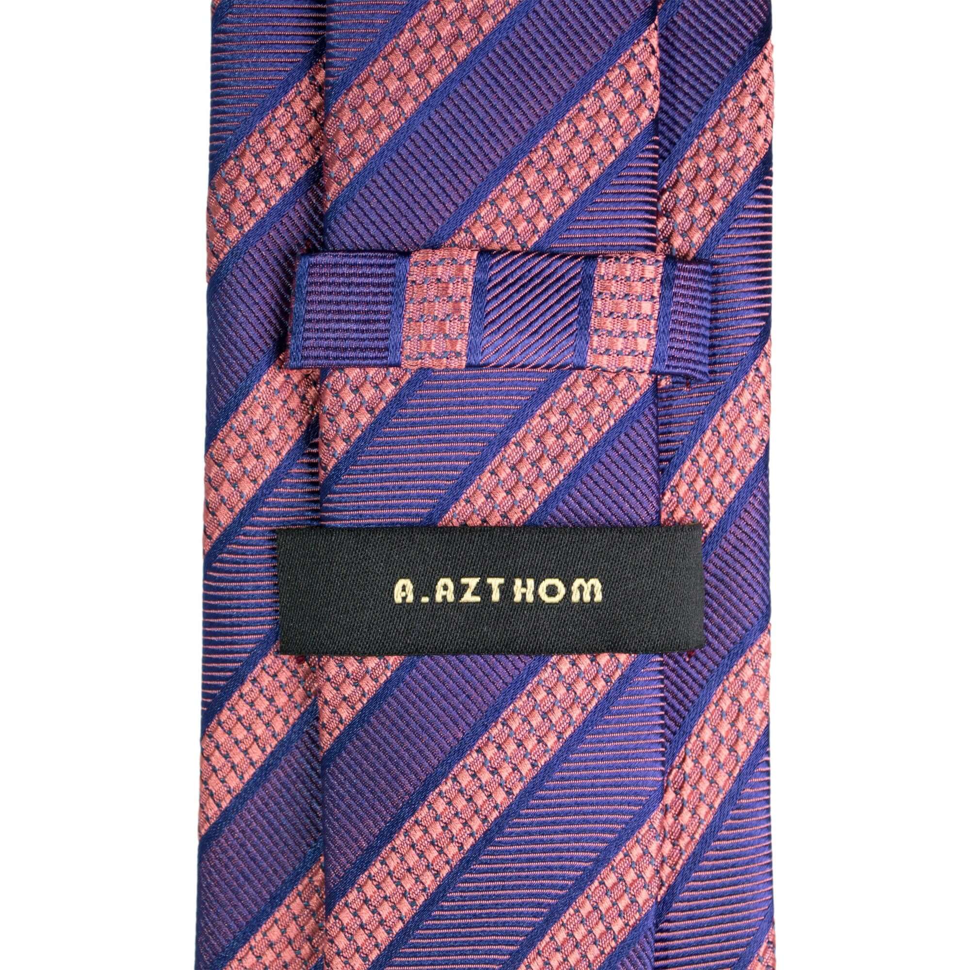 8cm Woven Pink with Indigo Striped Necktie-Cufflinks.com.sg | Neckties.com.sg