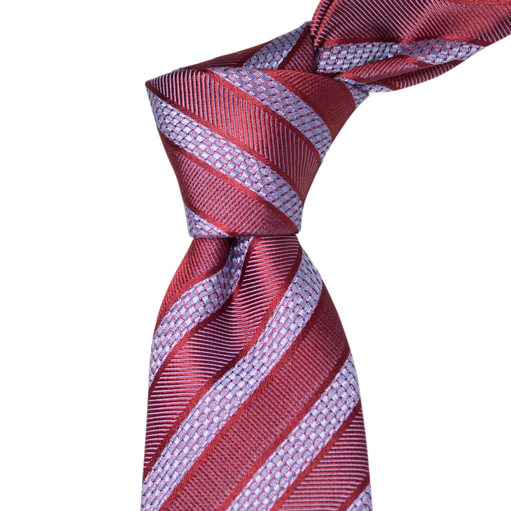 8cm Woven Red with Pale Blue Striped Necktie-Cufflinks.com.sg | Neckties.com.sg