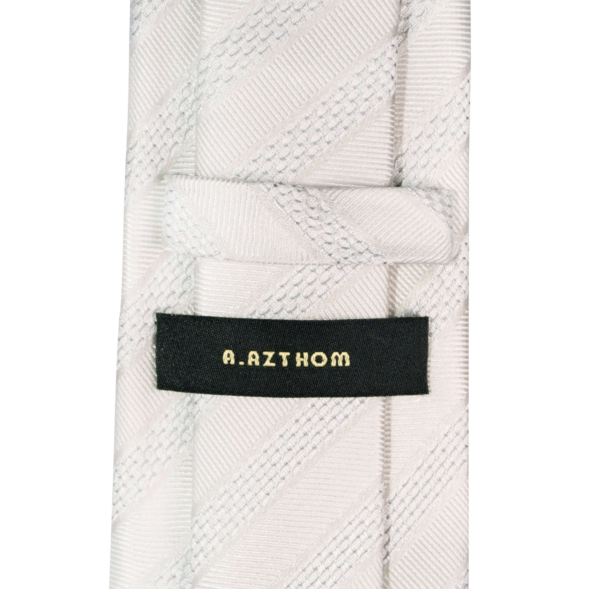 8cm Woven Striped Necktie in White M-Cufflinks.com.sg | Neckties.com.sg