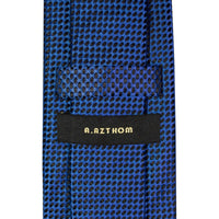 A.Azthom 8cm Cobalt Silk Woven Tie with Black Dots Detail-Neckties-A.Azthom-Cufflinks.com.sg