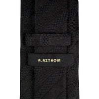 8cm Woven Striped Necktie in Black-Neckties-A.Azthom-Cufflinks.com.sg