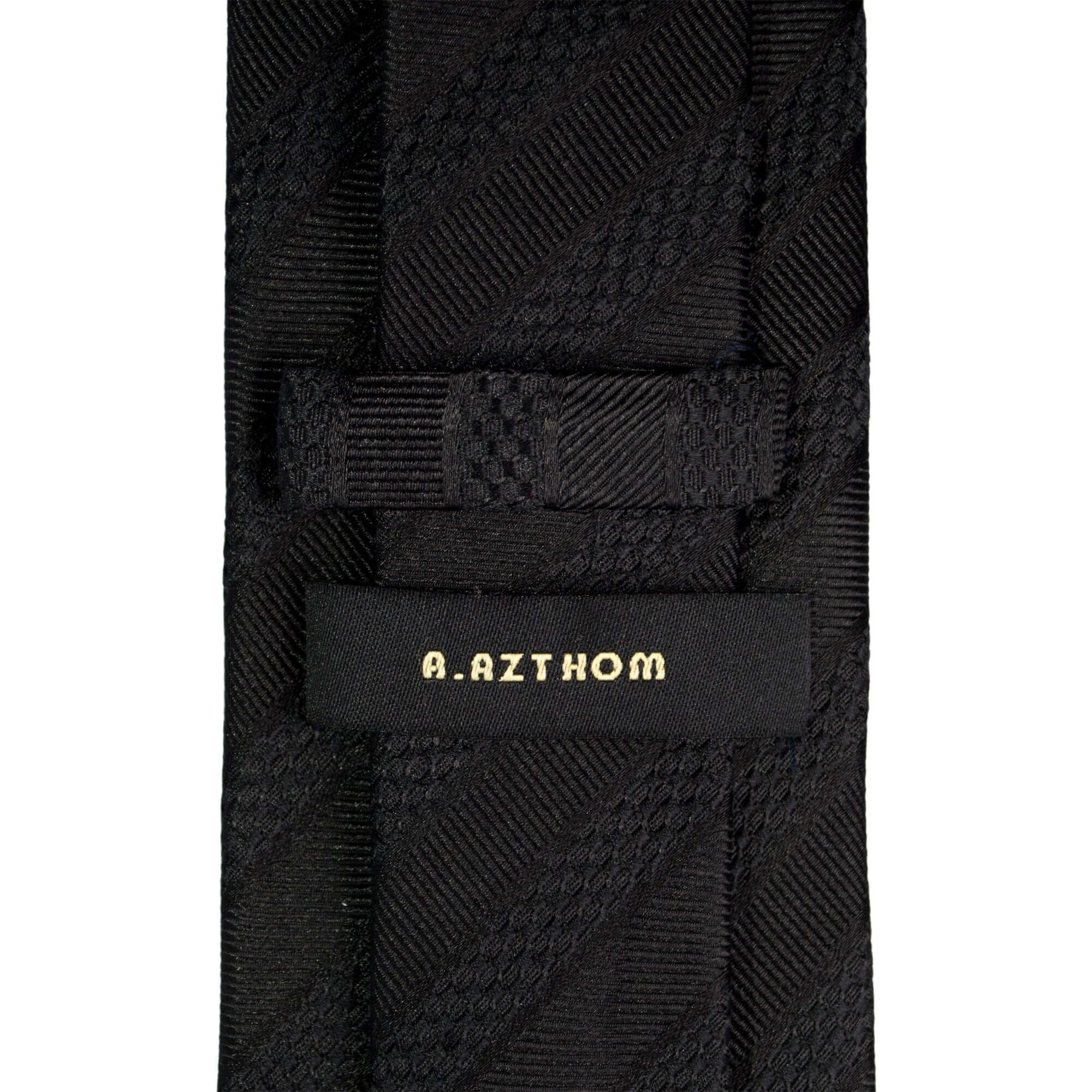 8cm Woven Striped Necktie in Black-Neckties-A.Azthom-Cufflinks.com.sg