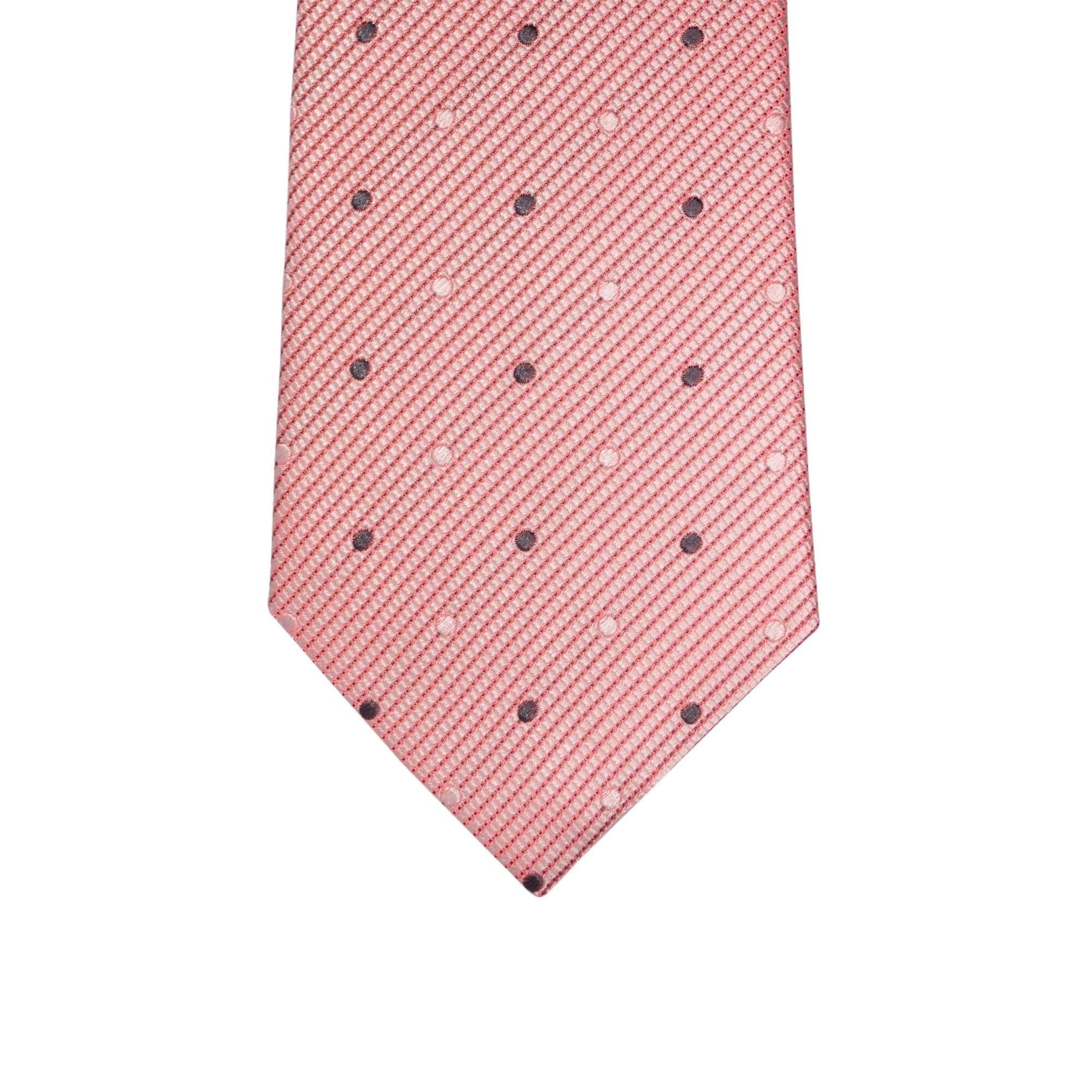 8cm White and Brown Micro-Dots Pattern Silk Tie in Pink-Cufflinks.com.sg | Neckties.com.sg