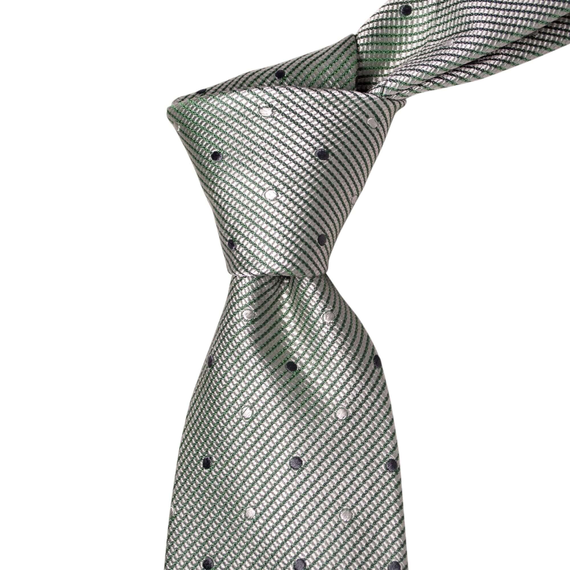 8cm White and Green Micro-Dots Pattern Silk Tie-Cufflinks.com.sg | Neckties.com.sg