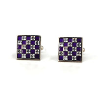 Blue and White Crystal Cufflinks F-Cufflinks.com.sg