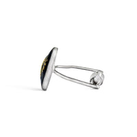 Botanic Series - Round Gold Butterfly Cufflinks in Dark Blue-Cufflinks.com.sg