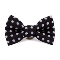 Bow Tie shaped Lapel Pin and Pocket Square Set in Black with White Polka Dot-Cufflinks.com.sg | Neckties.com.sg