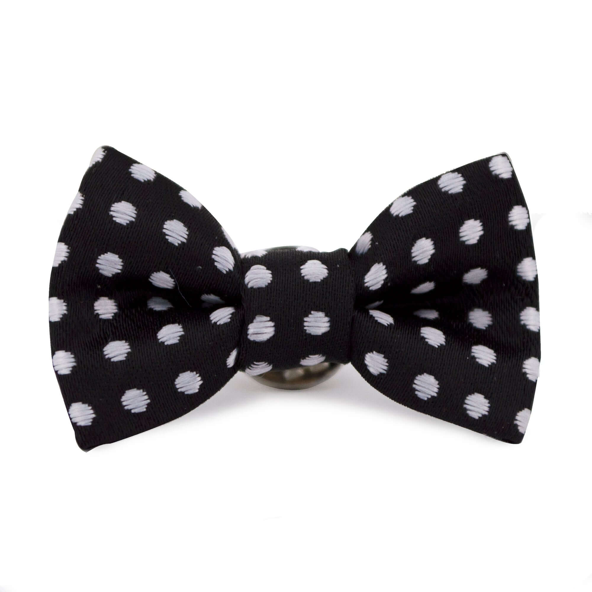 Bow Tie shaped Lapel Pin and Pocket Square Set in Black with White Polka Dot-Cufflinks.com.sg | Neckties.com.sg