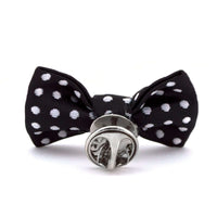 Bow Tie shaped Lapel Pin and Pocket Square Set in Black with White Polka Dot-Cufflinks.com.sg | Neckties.com.sg