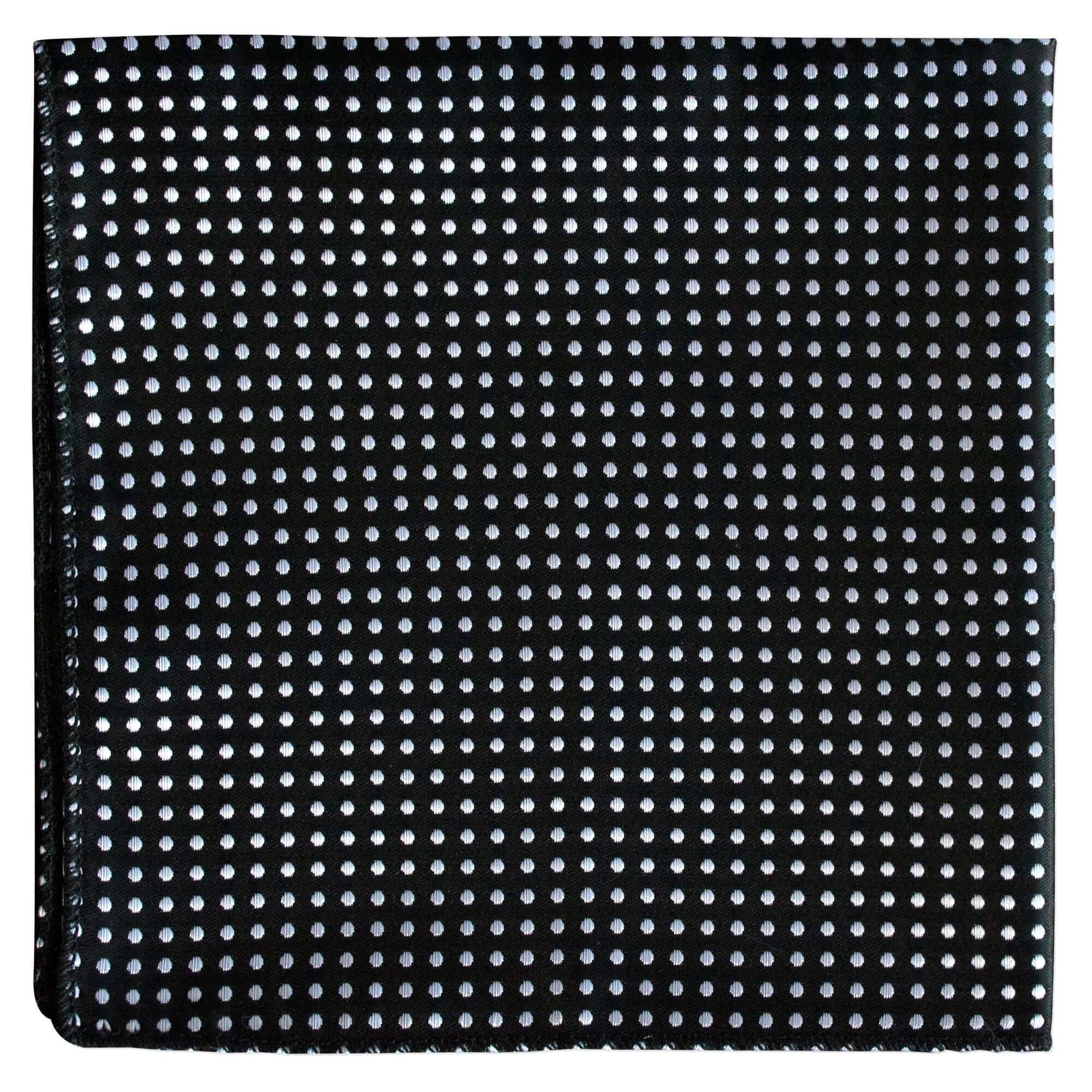 Bow Tie shaped Lapel Pin and Pocket Square Set in Black with White Polka Dot-Cufflinks.com.sg | Neckties.com.sg