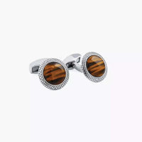Bullseye Semi Precious Cufflinks in Rhodium & Tiger Eye-Cufflinks.com.sg