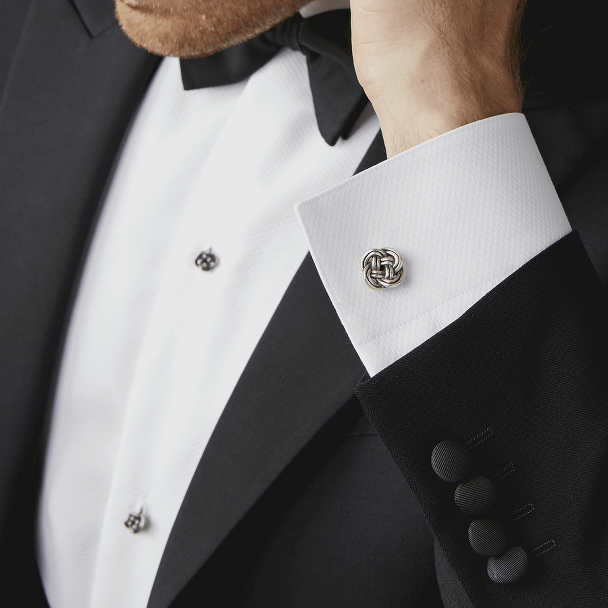 Celtic Knot stud set in sterling silver-Studs Set-Tateossian-Cufflinks.com.sg