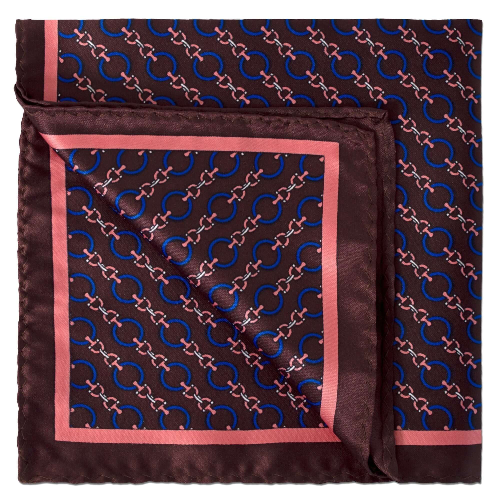 Chain Link Pocket Square in Dark Brown-Pocket Squares-MarZthomson-Cufflinks.com.sg