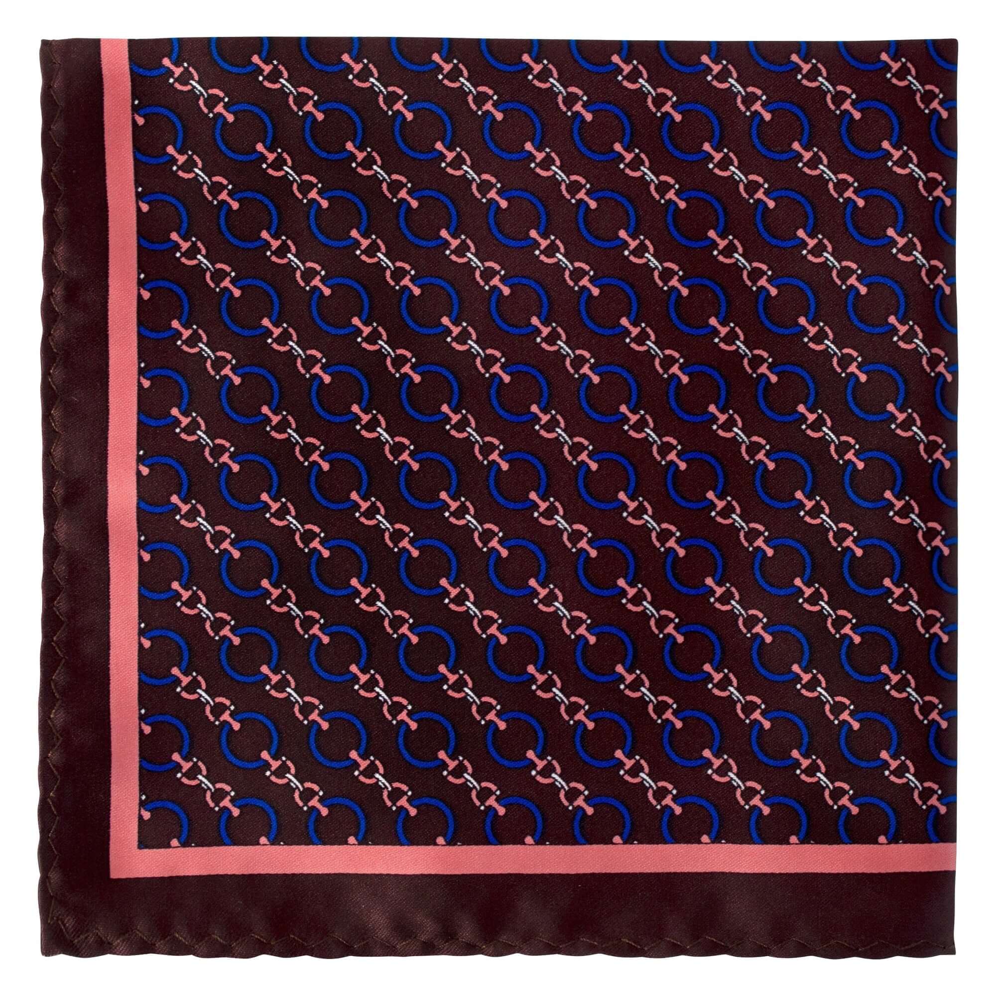 Chain Link Pocket Square in Dark Brown-Pocket Squares-MarZthomson-Cufflinks.com.sg