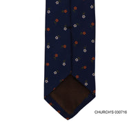 Church's woven Orange and White flower with Dark Blue background-Neckties-Church's-Cufflinks.com.sg