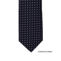 Church's woven white flower with dark Navy background-Neckties-Church's-Cufflinks.com.sg
