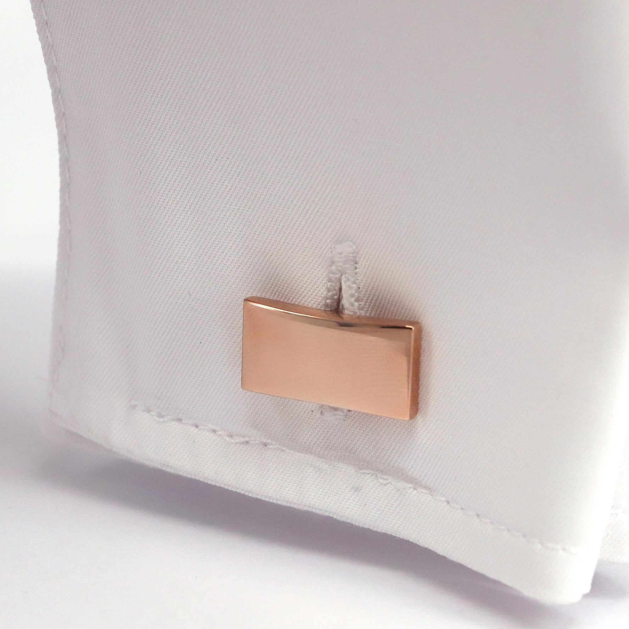 Classic Rose Gold Plain Rectangle Cufflinks M-Cufflinks.com.sg