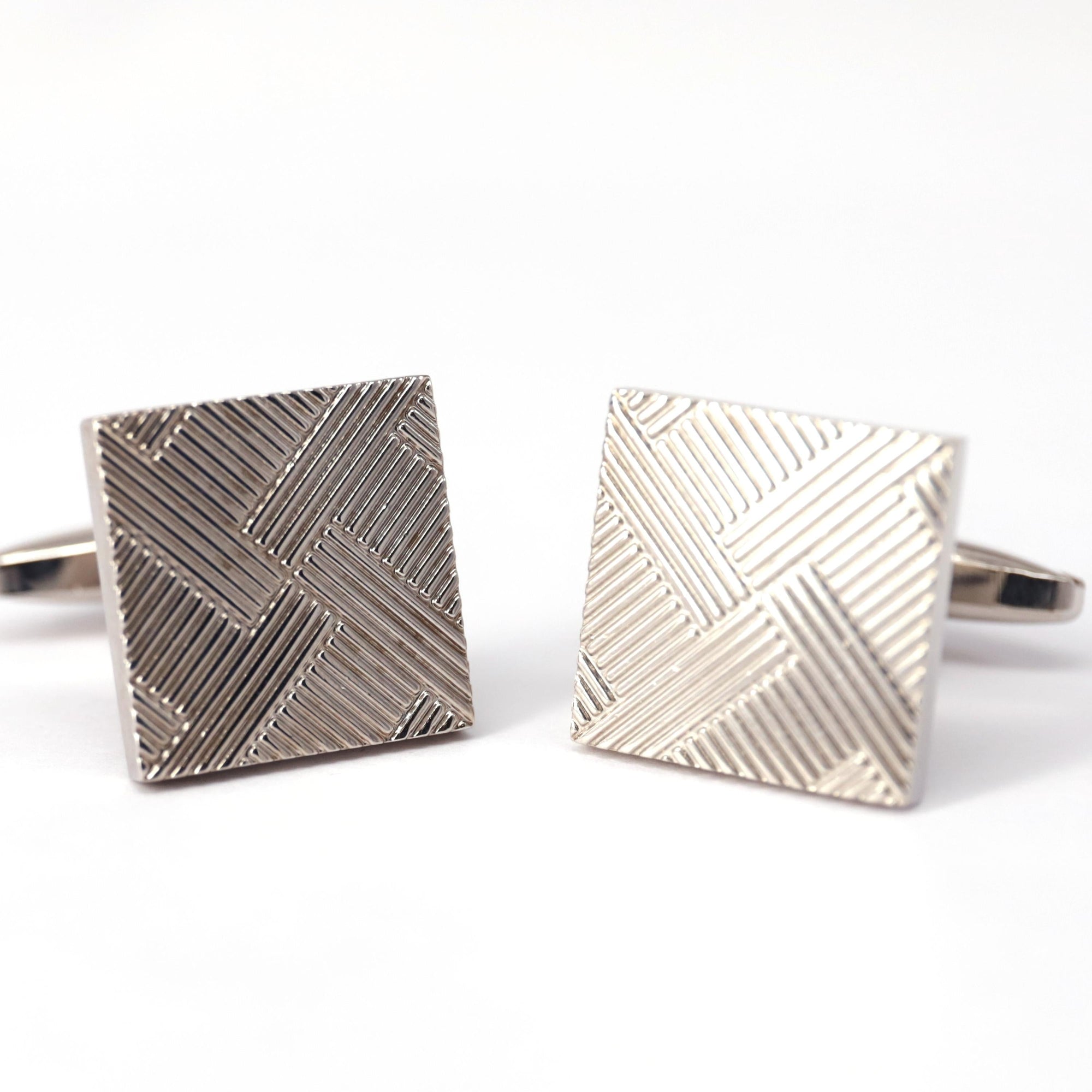 Classic Silver Square Cufflinks in various designs F-Cufflinks.com.sg