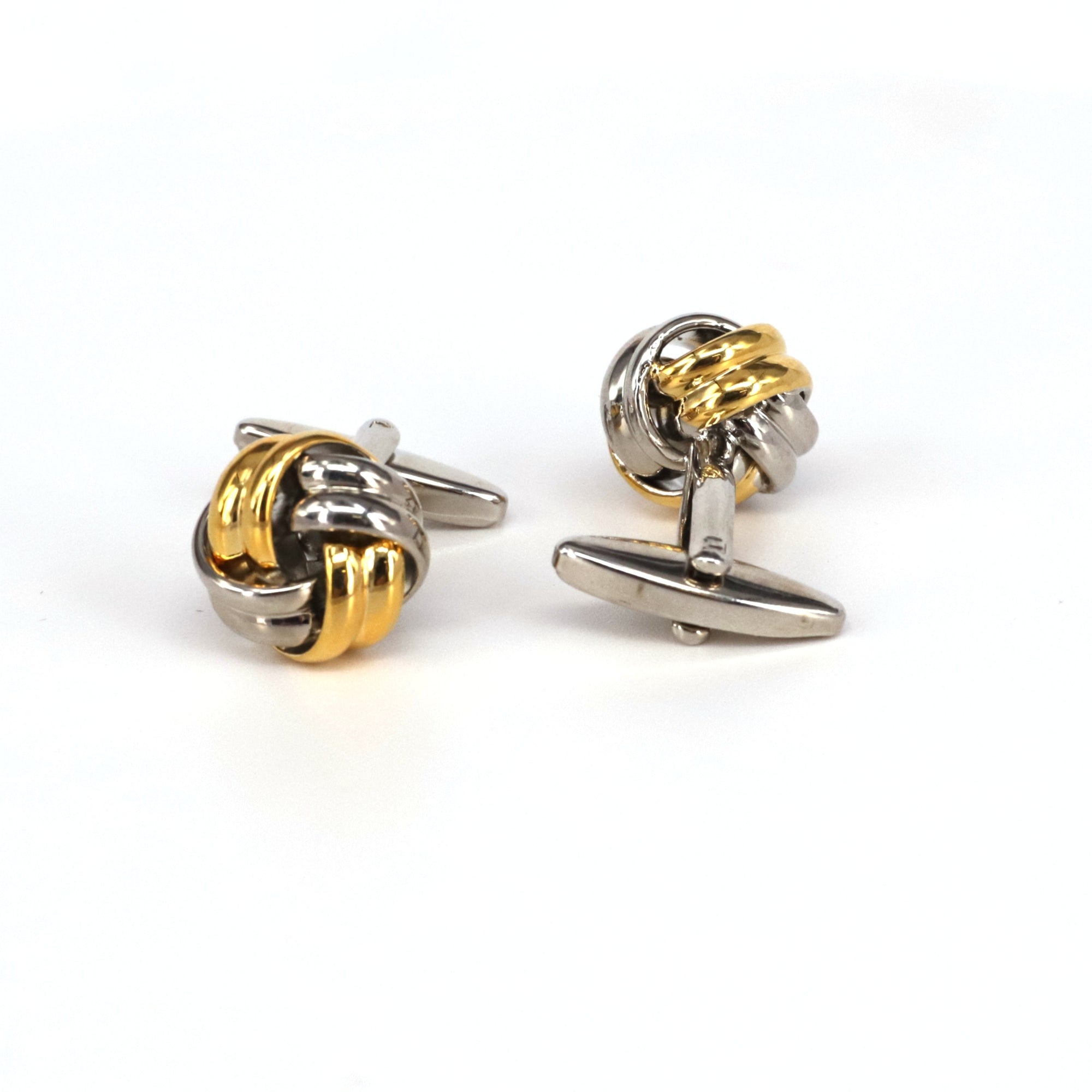 Classical Gold and Silver Tone knot Brass Cufflinks-Cufflinks.com.sg