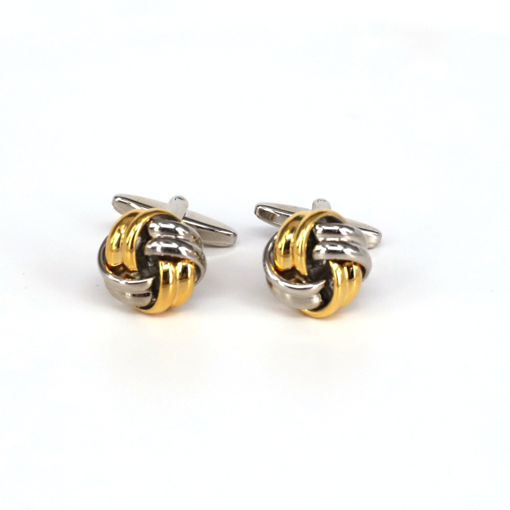 Classical Gold and Silver Tone knot Brass Cufflinks-Cufflinks.com.sg