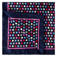 Colourful Bubble Dots Pocket Square in Navy Blue-Pocket Squares-MarZthomson-Cufflinks.com.sg