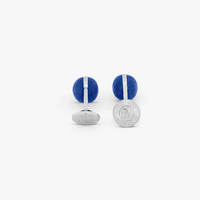 Guilloche Sphere cufflinks in lapis with rhodium finish-Cufflinks.com.sg
