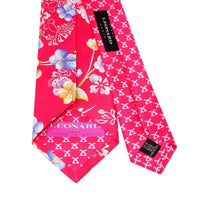 Leonard Fuchsia Silk Satin 8cm Tie with Floral Prints-Cufflinks.com.sg | Neckties.com.sg