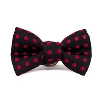 MarZthomson Bow Tie shaped Lapel Pin and Pocket Square Set in Black with Red Polka Dot-Cufflinks.com.sg | Neckties.com.sg
