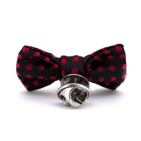 MarZthomson Bow Tie shaped Lapel Pin and Pocket Square Set in Black with Red Polka Dot-Cufflinks.com.sg | Neckties.com.sg