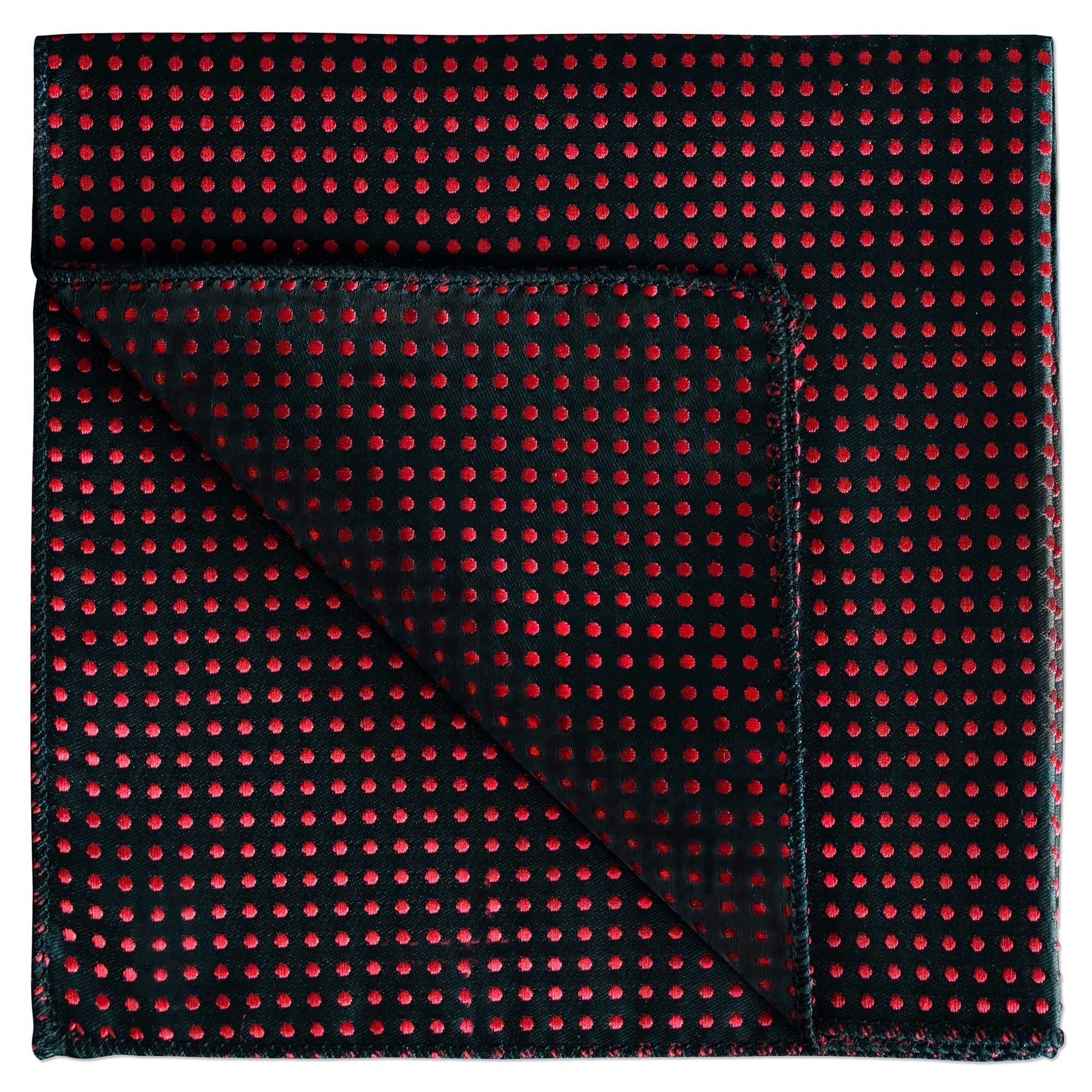 MarZthomson Bow Tie shaped Lapel Pin and Pocket Square Set in Black with Red Polka Dot-Cufflinks.com.sg | Neckties.com.sg