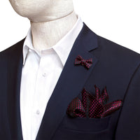 MarZthomson Bow Tie shaped Lapel Pin and Pocket Square Set in Black with Red Polka Dot-Cufflinks.com.sg | Neckties.com.sg