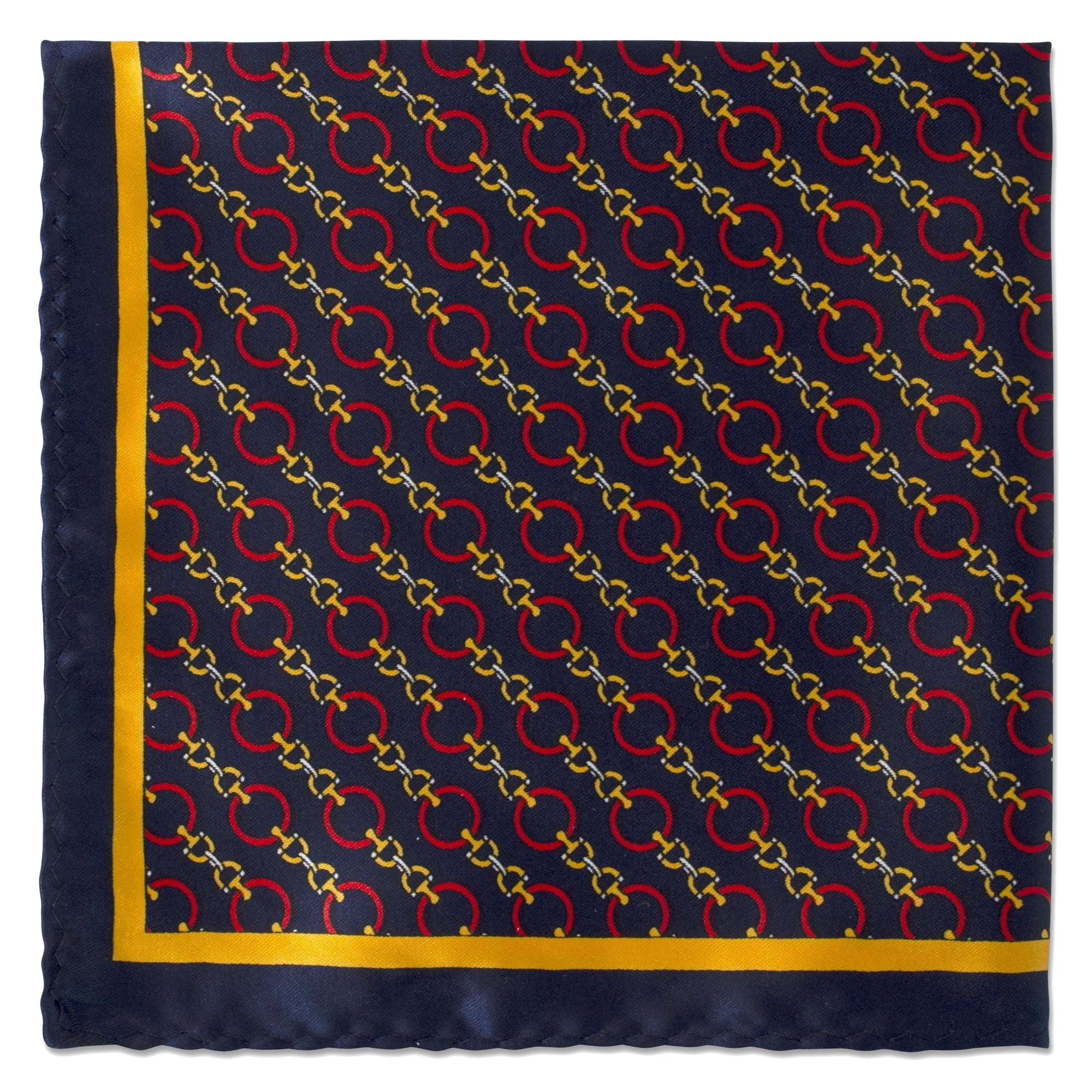 MarZthomson Chain Link Pocket Square-Pocket Squares-MarZthomson-Navy-Orange-Cufflinks.com.sg