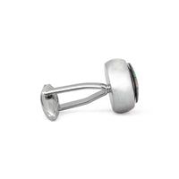 MarZthomson Compass Cufflinks Design Black Base white and Green word M-Cufflinks.com.sg