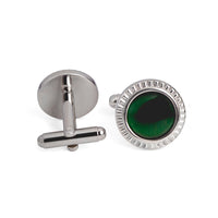 MarZthomson Faceted Round Bezel with Fibre Optic Glass Cufflink in Green-Cufflinks.com.sg