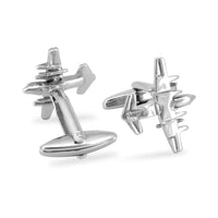 MarZthomson Fighter Jet Cufflinks in Silver - aeroplane Cufflinks-Cufflinks.com.sg