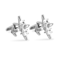 MarZthomson Fighter Jet Cufflinks in Silver - aeroplane Cufflinks-Cufflinks.com.sg
