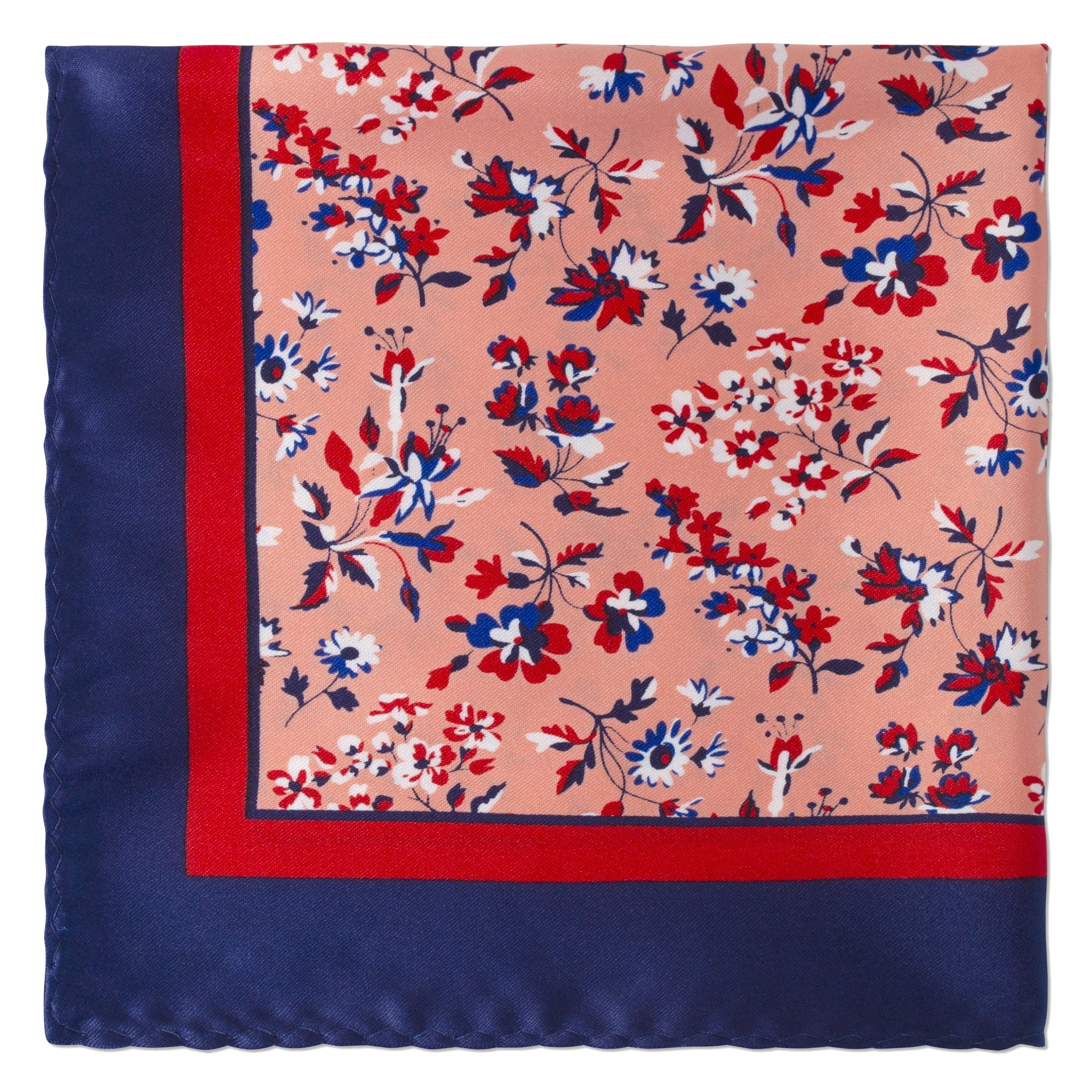 MarZthomson Garden Flower Print Pocket Square-Pocket Squares-MarZthomson-Blue - Red-Cufflinks.com.sg