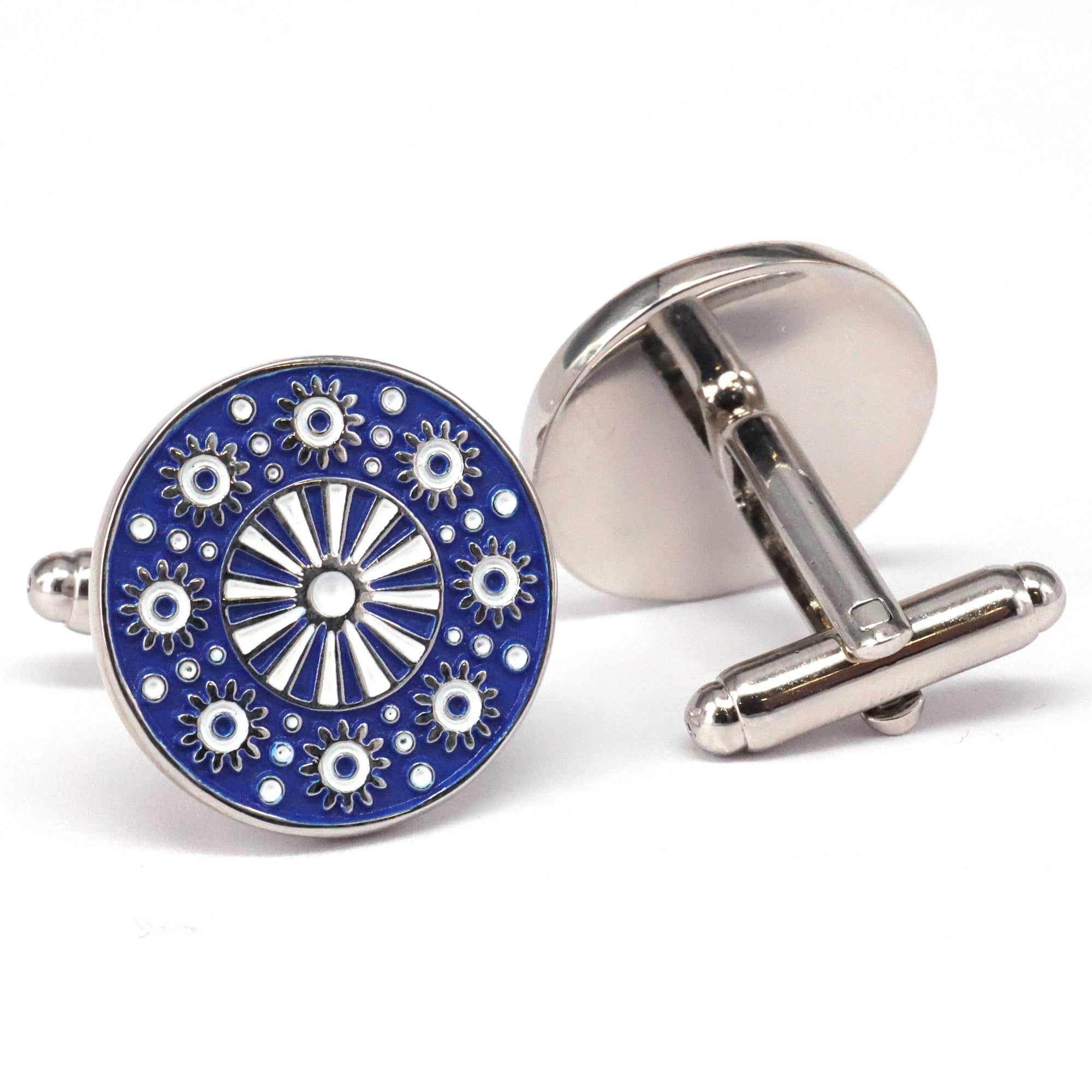 MarZthomson Red Enamel Round Floral Cufflinks J-MarZthomson-Cufflinks.com.sg