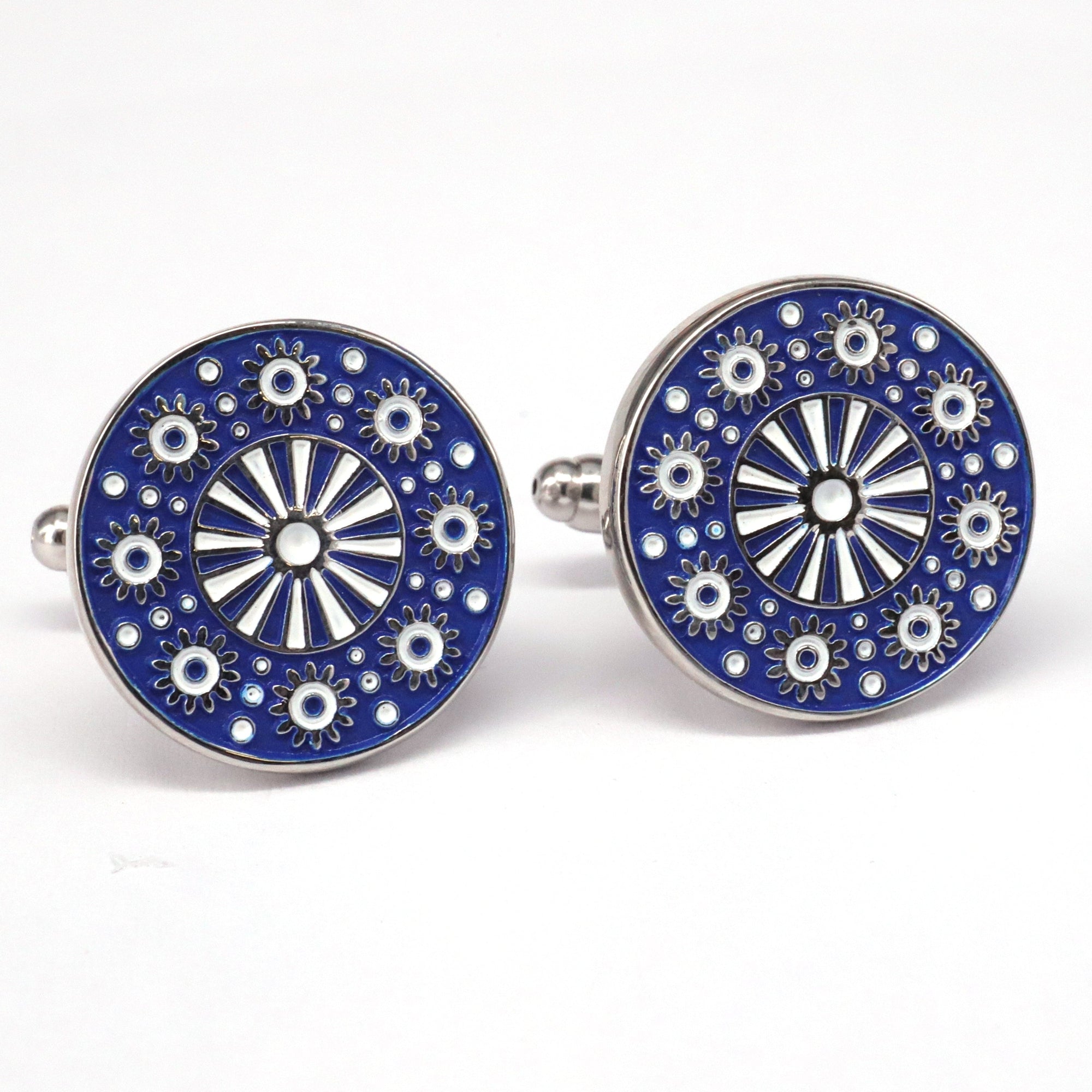 MarZthomson Red Enamel Round Floral Cufflinks J-MarZthomson-Cufflinks.com.sg