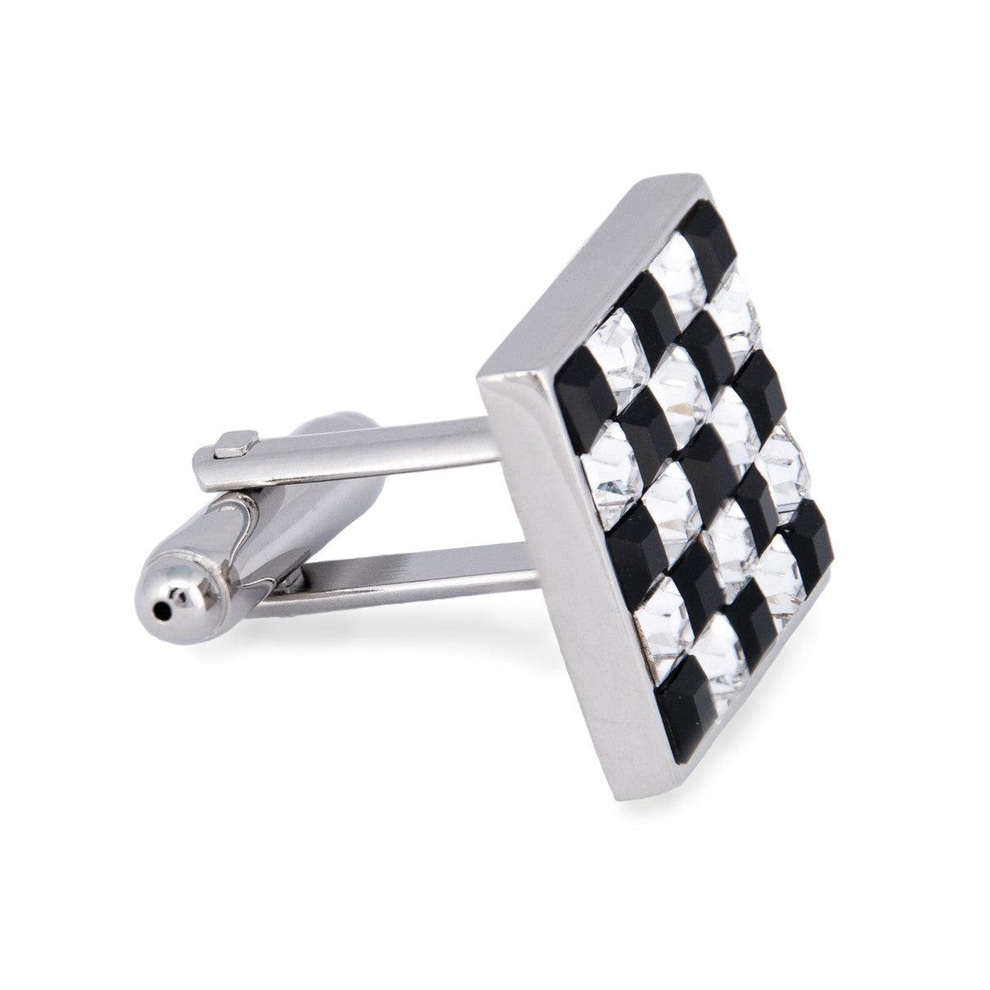 Monochrome Crystals Checks Square Cufflinks F-Cufflinks.com.sg