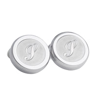 Monogram Etched Silver Clip-on Button Covers-Button Covers-A.Azthom-S-Cufflinks.com.sg