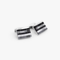 Mosaic City Line rectangular cufflinks in multicolour tones-Semi-Precious Stones Cufflinks-Tateossian-Black Tones-Cufflinks.com.sg