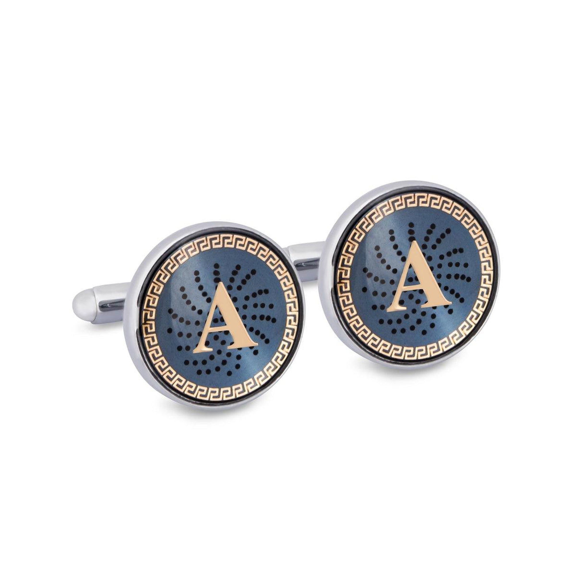 ONLINE EXCLUSIVE Gold Monogram Cufflinks with Lacquer Finish-Cufflinks.com.sg