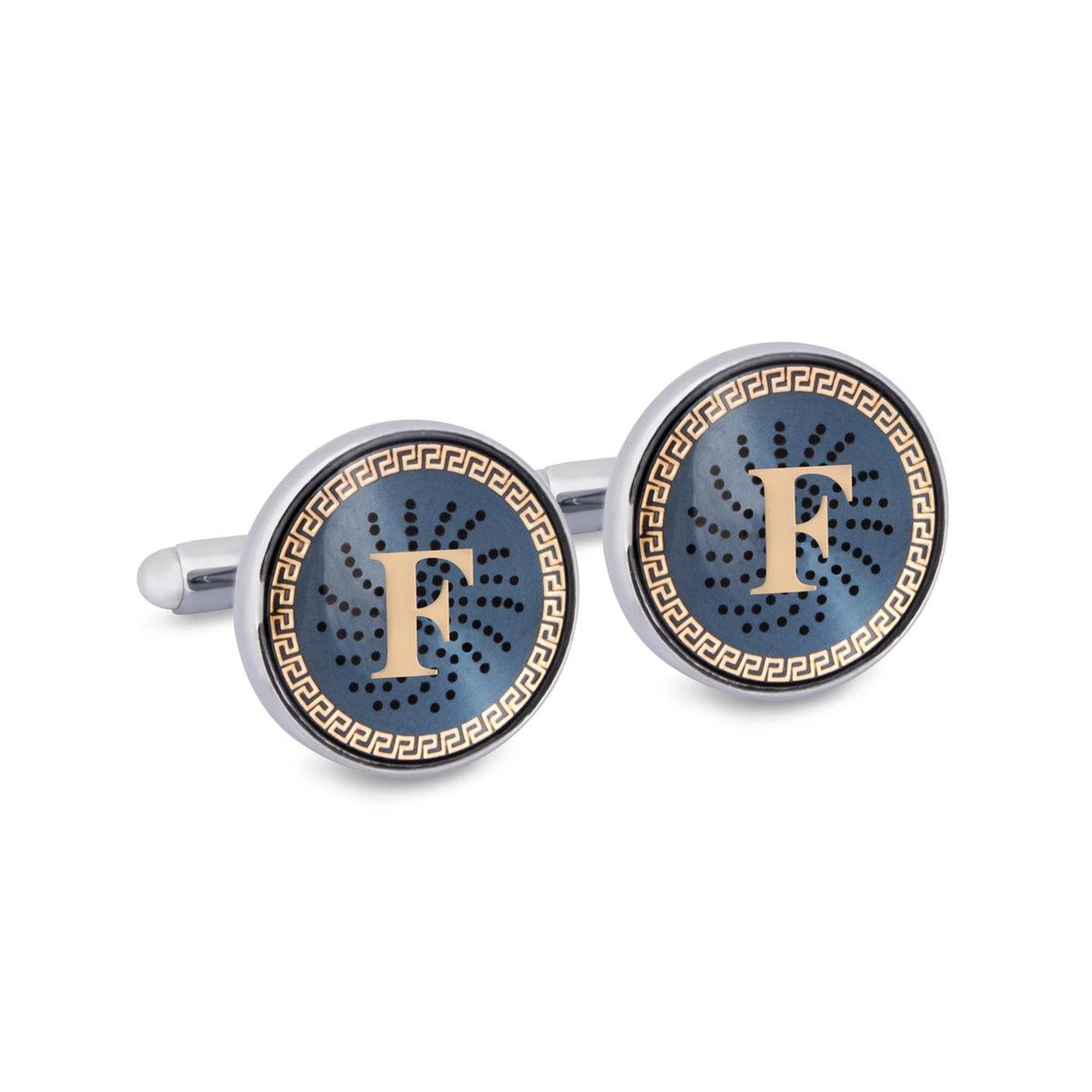 ONLINE EXCLUSIVE Gold Monogram Cufflinks with Lacquer Finish-Cufflinks.com.sg