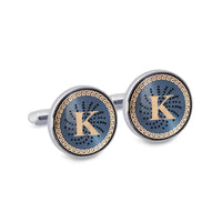 ONLINE EXCLUSIVE Gold Monogram Cufflinks with Lacquer Finish-Cufflinks.com.sg