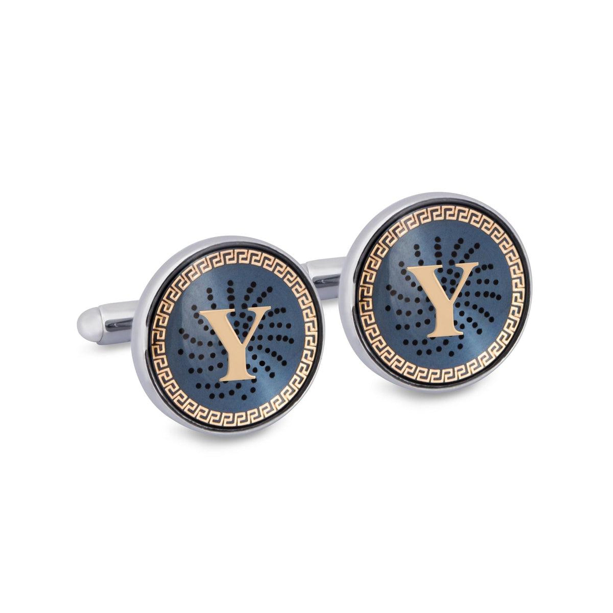 ONLINE EXCLUSIVE Gold Monogram Cufflinks with Lacquer Finish-Cufflinks.com.sg