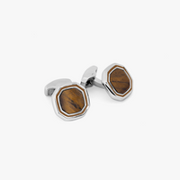 Octagon Cufflinks Onyx/ Lapis / MOP / Tiger Eye with Rhodium inish-Cufflinks.com.sg | Neckties.com.sg-Tiger Eye-Cufflinks.com.sg