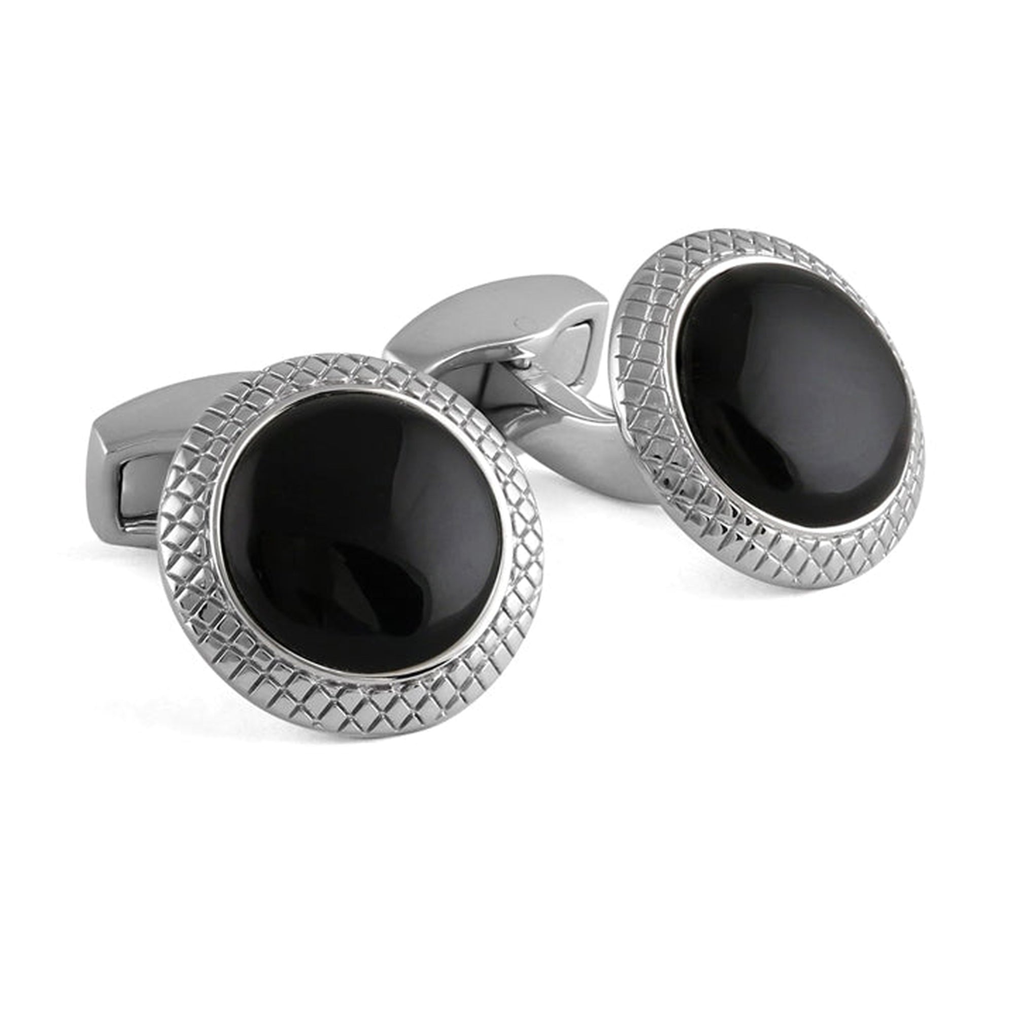 Onyx Bullseye cufflinks-Cufflinks.com.sg