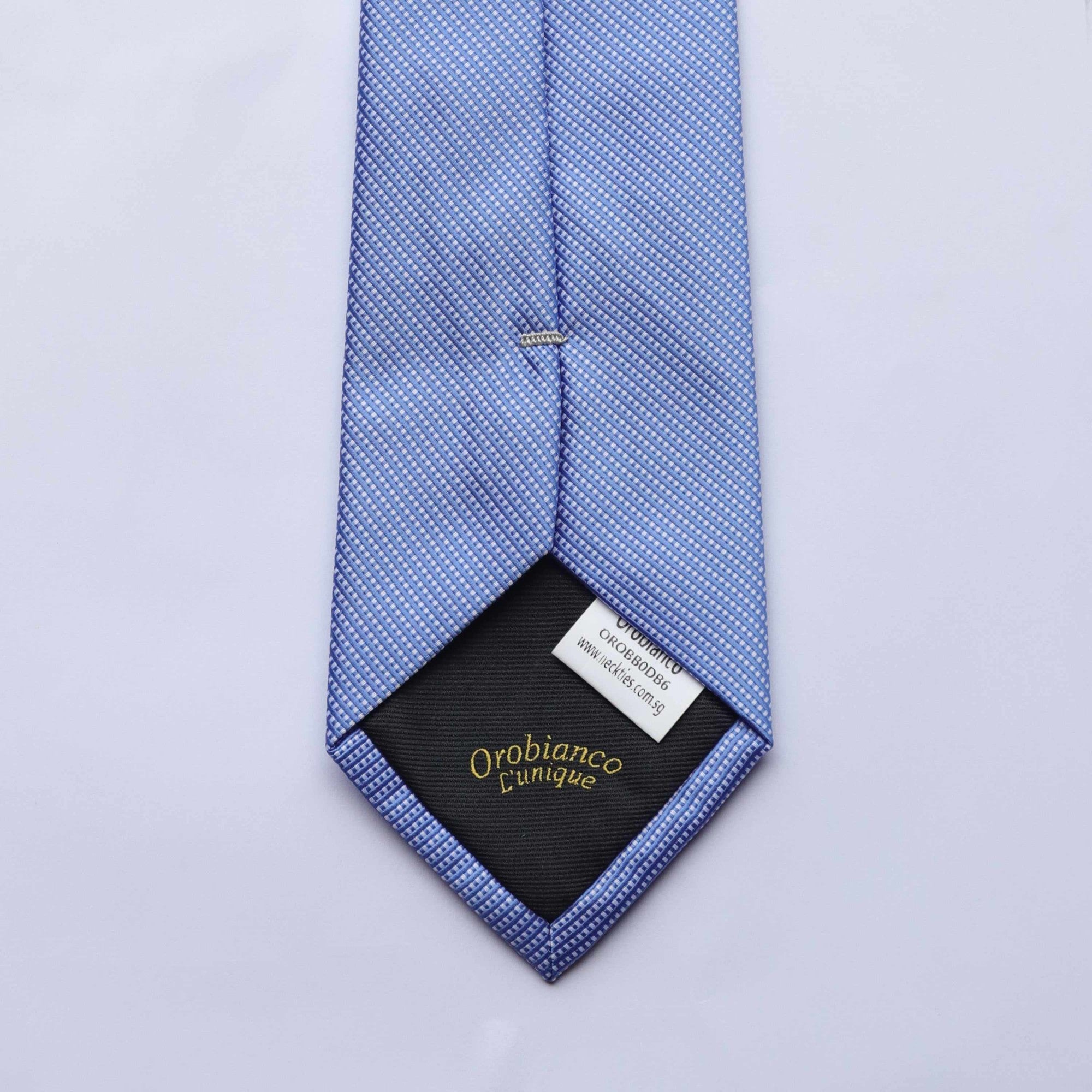 Orotie 8cm Classic Small Twille White Dot with Sky Blue Design-Cufflinks.com.sg