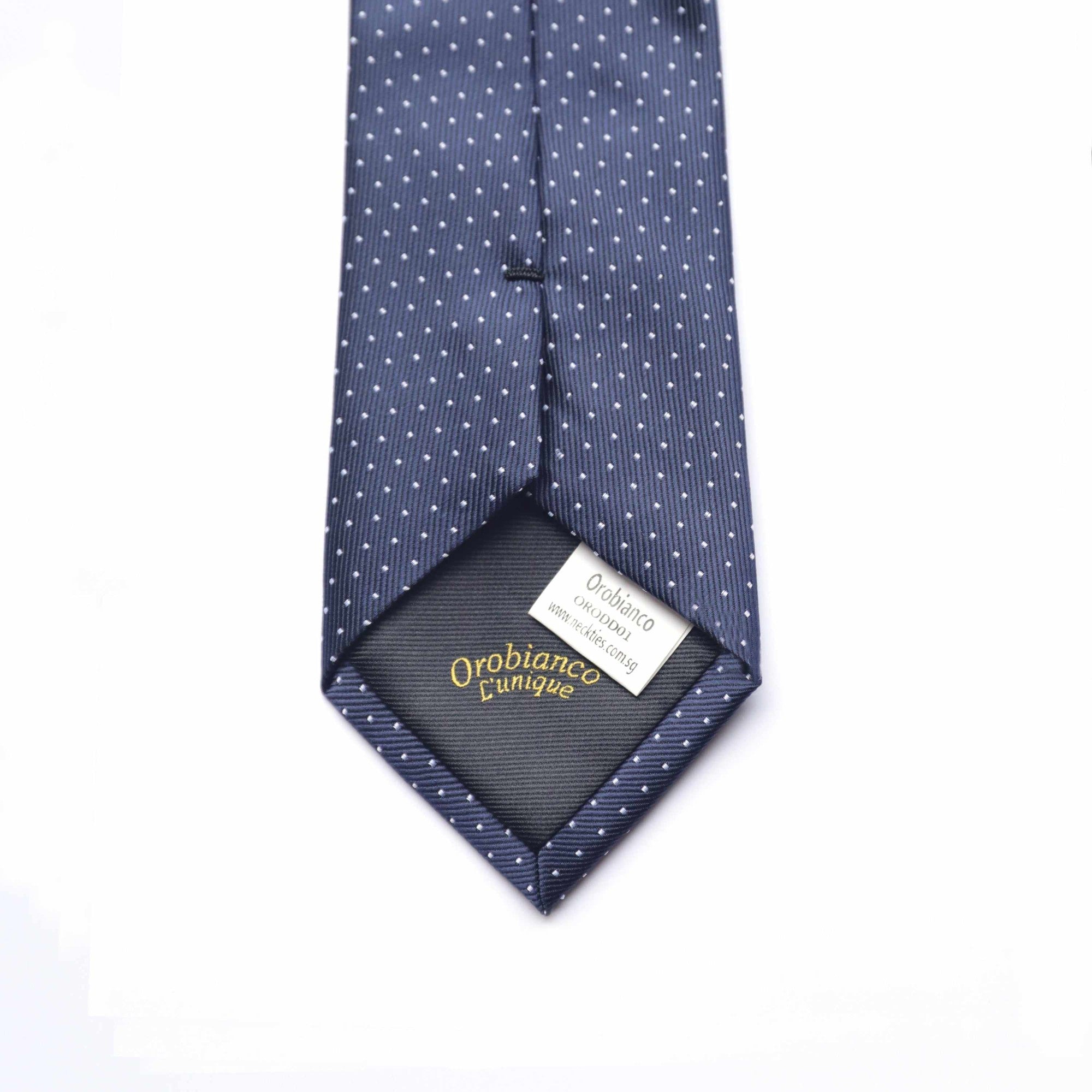 Orotie 8cm Classic Small White Dot with Navy Blue-Cufflinks.com.sg